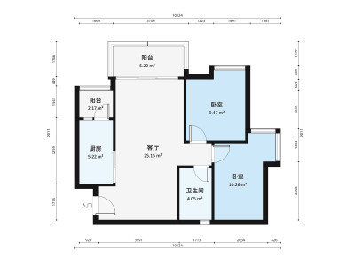 云山诗意二期(增城)小区2室2厅户型图1