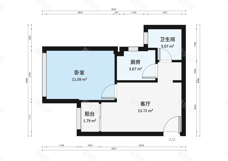 未来荟小区1室1厅户型图4