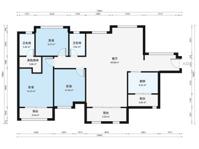 御景水岸三期小区3室1厅户型图3