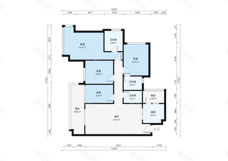 雅居乐佰利山 4室2厅 136㎡ 满五年_雅居乐佰利山二手房户型图片12
