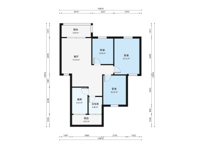 新安湖花园三期小区3室2厅户型图1