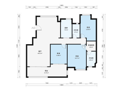 保利花园三期小区3室1厅户型图3