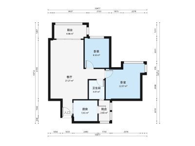 雍景豪园荟景台小区2室1厅户型图2