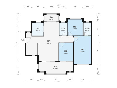 隆生皇冠花园小区3室1厅户型图4
