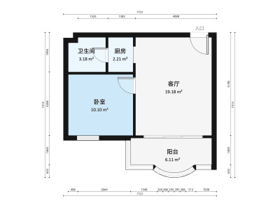 恒海花园小区1室1厅户型图1
