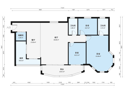 翠盈明珠小区3室2厅户型图3