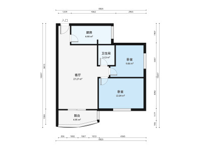 豪园小区小区2室2厅1卫户型图2