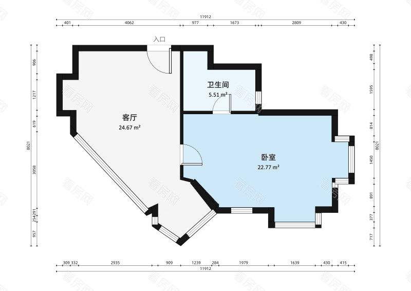 永怡花园南区小区2室1厅户型图4