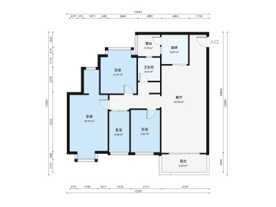 才俊金城小区4室2厅户型图1