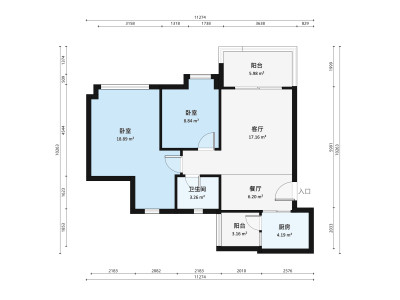 璐易豪庭小区2室1厅户型图2