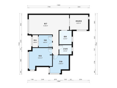 华发世纪城四期小区2室2厅户型图1