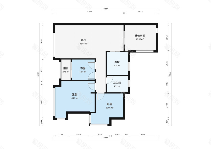 华发世纪城四期小区2室2厅户型图