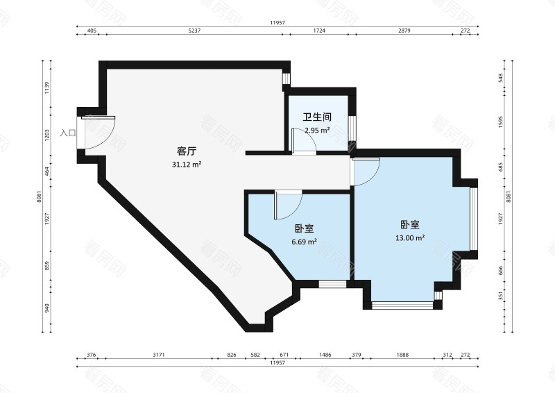 永怡花园南区小区2室1厅户型图2