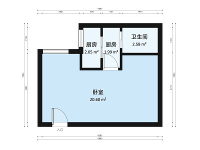 双城汇小区1室0厅户型图4