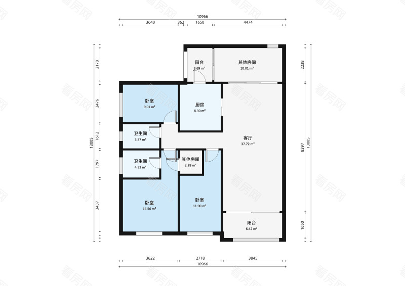 南湾国际小区3室2厅户型图4