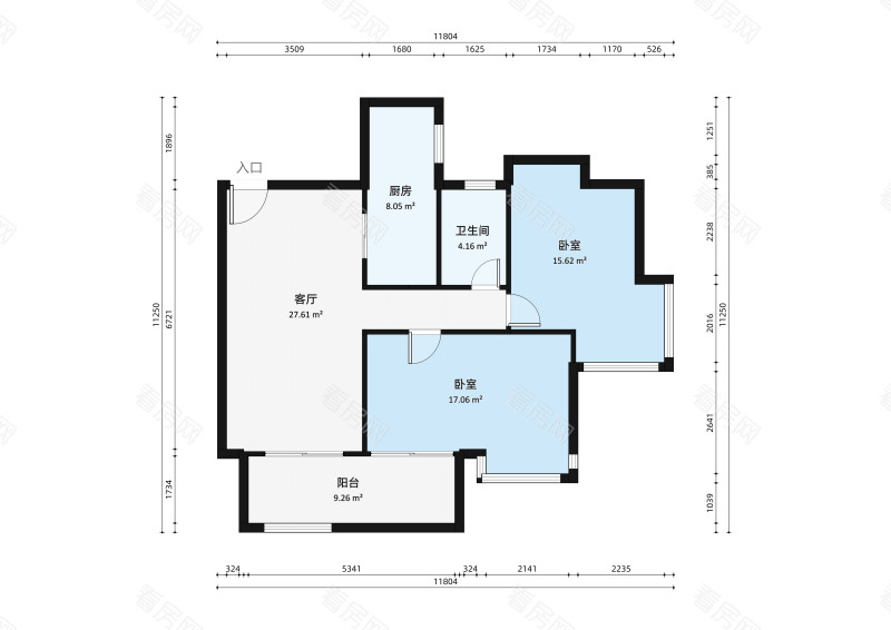 中珠上城一期小区2室2厅户型图