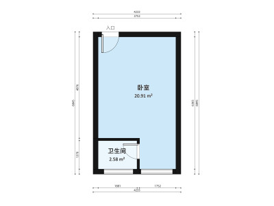 蓝溪枫景小区1室0厅户型图3
