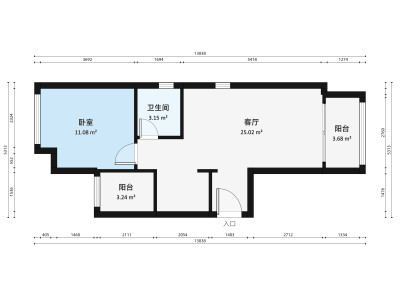 碧水岸小区1室1厅户型图1