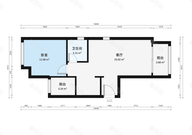 碧水岸小区1室1厅户型图