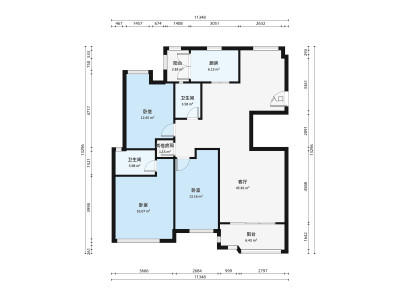 东海蓝湾小区3室2厅户型图2