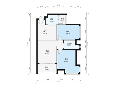 金鹰半山花园小区2室2厅户型图1