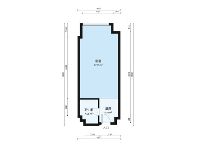 九铭广场小区1室1厅户型图1