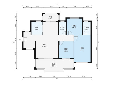 隆生皇冠花园小区3室2厅户型图5