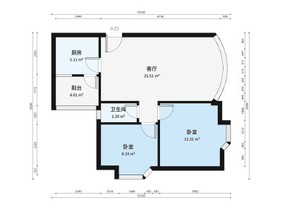 昌盛豪苑二期小区2室2厅户型图1