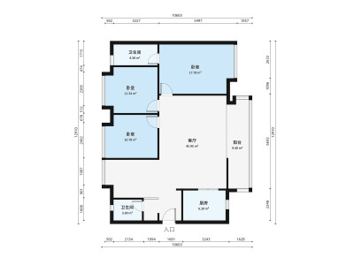 时代水岸小区3室2厅户型图1