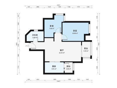 中海锦城小区2室2厅户型图1