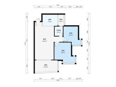 万科东方尊峪小区2室1厅户型图2