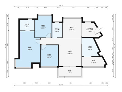 华盈爱琴湾小区3室2厅户型图3