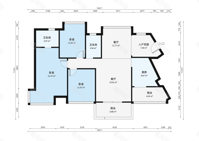 华盈爱琴湾小区3室2厅户型图
