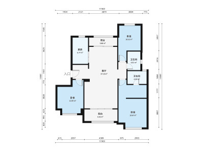 中海山湖世家小区3室1厅户型图2