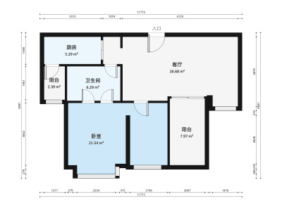 保利香槟国际小区1室2厅户型图1