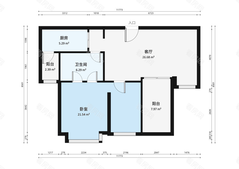 保利香槟国际小区1室2厅户型图