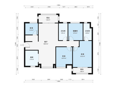 翡翠西江小区4室2厅户型图2