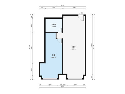 太平洋鼎旺中心小区1室3厅户型图5
