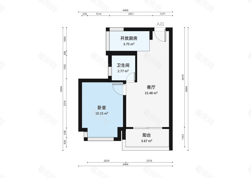 皇庭世纪小区1室1厅户型图2