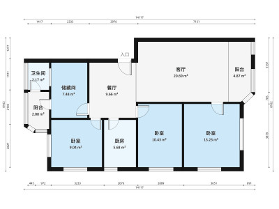 城东金诚花园小区3室2厅户型图1