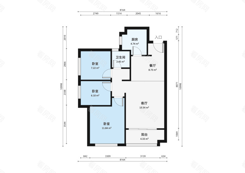 中邦御珑湾小区3室2厅户型图6