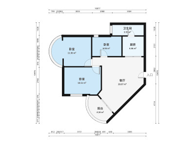 高科利花园小区2室1厅户型图4