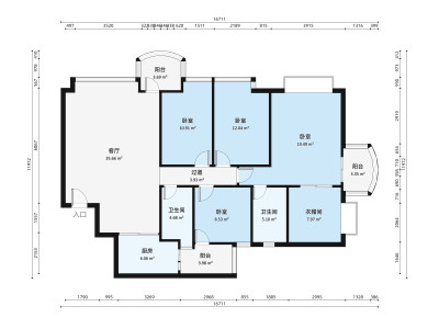 星海名城二期小区4室2厅户型图2