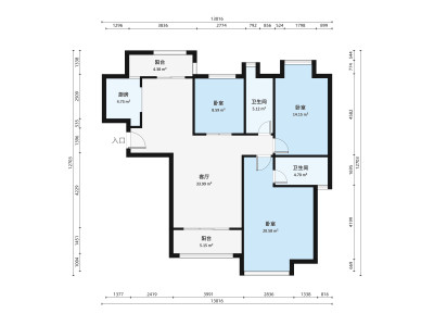 优悦城小区3室2厅户型图4