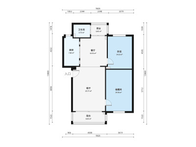 税局宿舍小区2室2厅户型图1