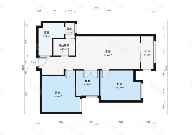 中海锦城小区3室2厅户型图7