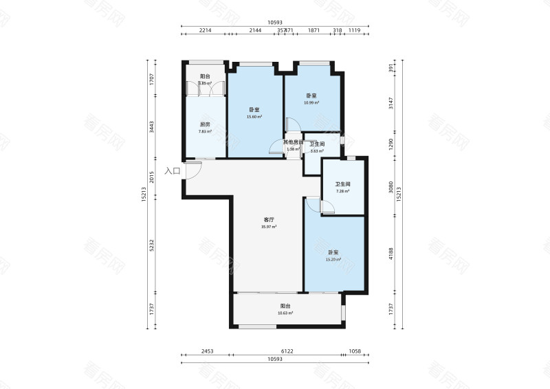 星汇隽庭小区3室2厅户型图3