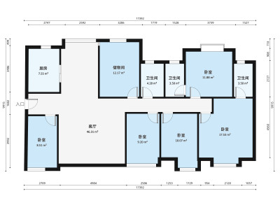 右岸春天小区6室2厅户型图1