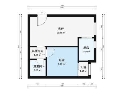 峰荟名庭小区1室1厅户型图1