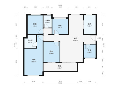 大东城二期小区3室0厅户型图3